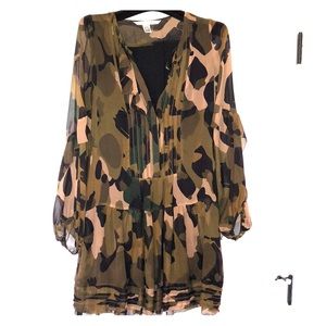 DVF Weiss Drop-waist Silk-chiffon dress size 4